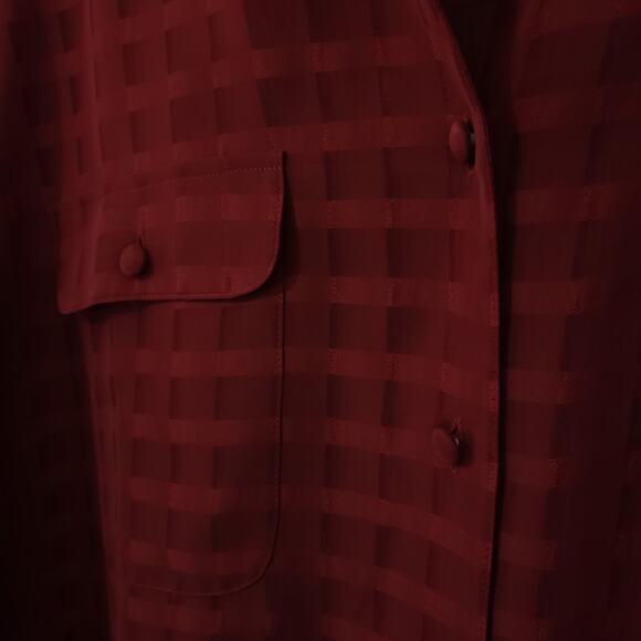 Liz Baker Blouse Womens Size 20W Red Check Sheer Long Sleeve Button Up S… - Picture 8 of 12